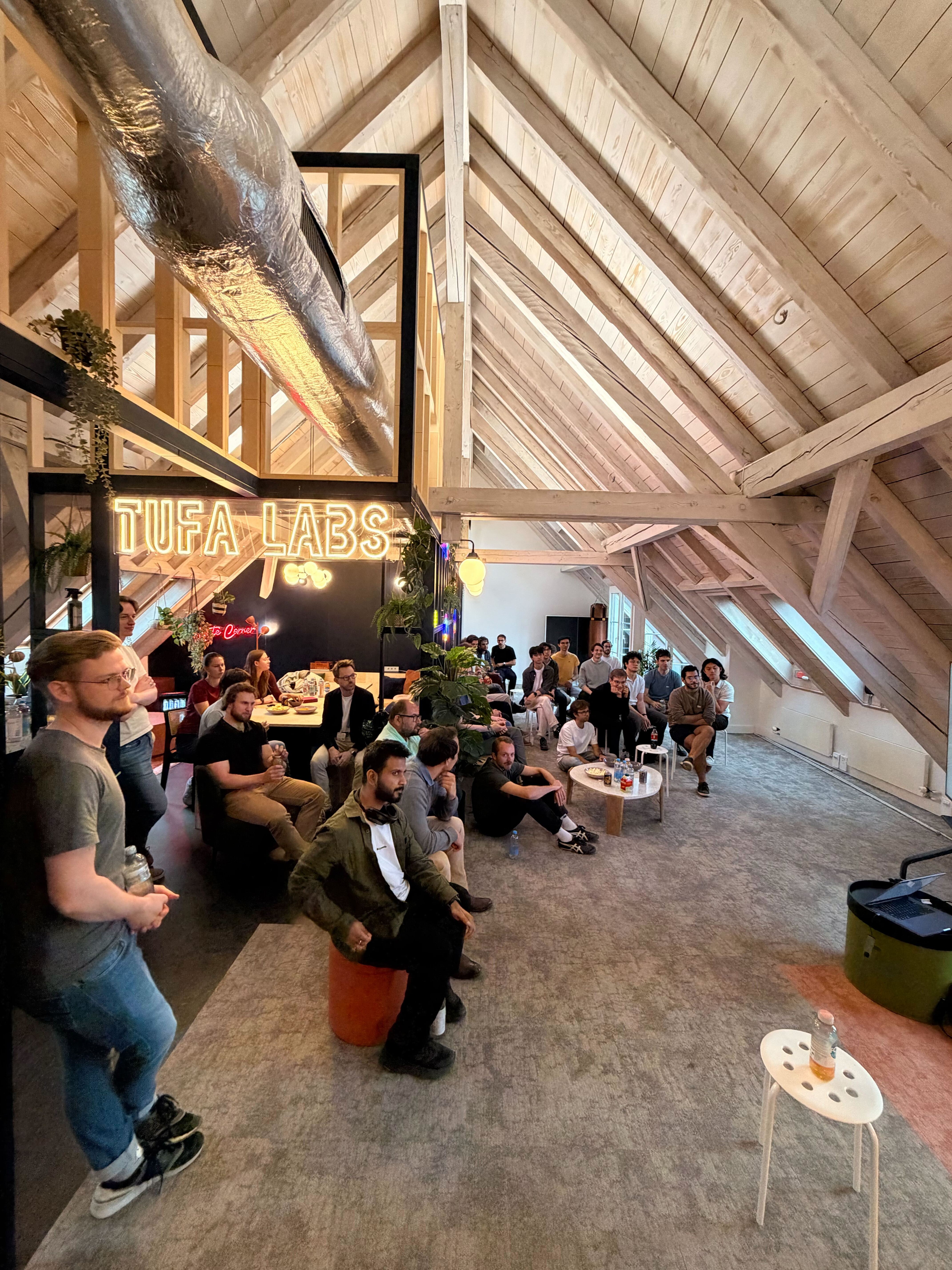 Photo from the first Tufa Talks event at the Tufa Labs office